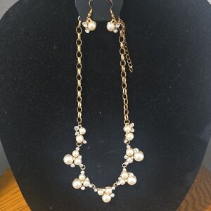 Paparazzi Gold and Pearl Necklace with Crystal Accents